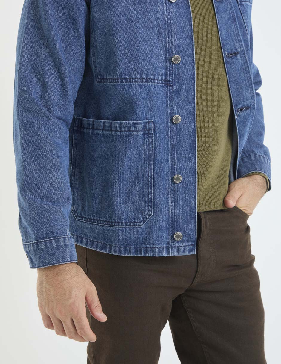 Sobrecamisa casual de algodón manga larga para hombre 4