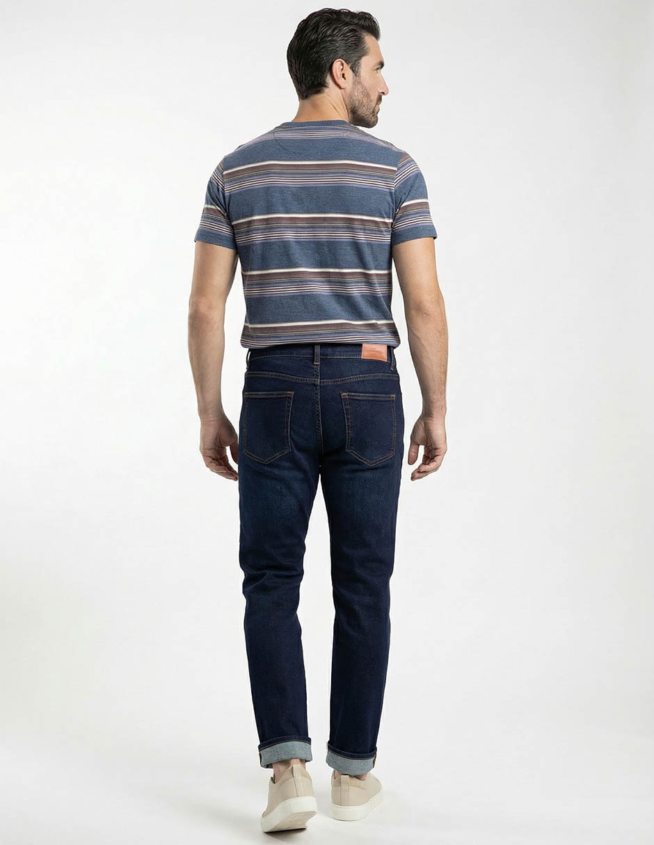 Jeans straight lavado obscuro para hombre 2